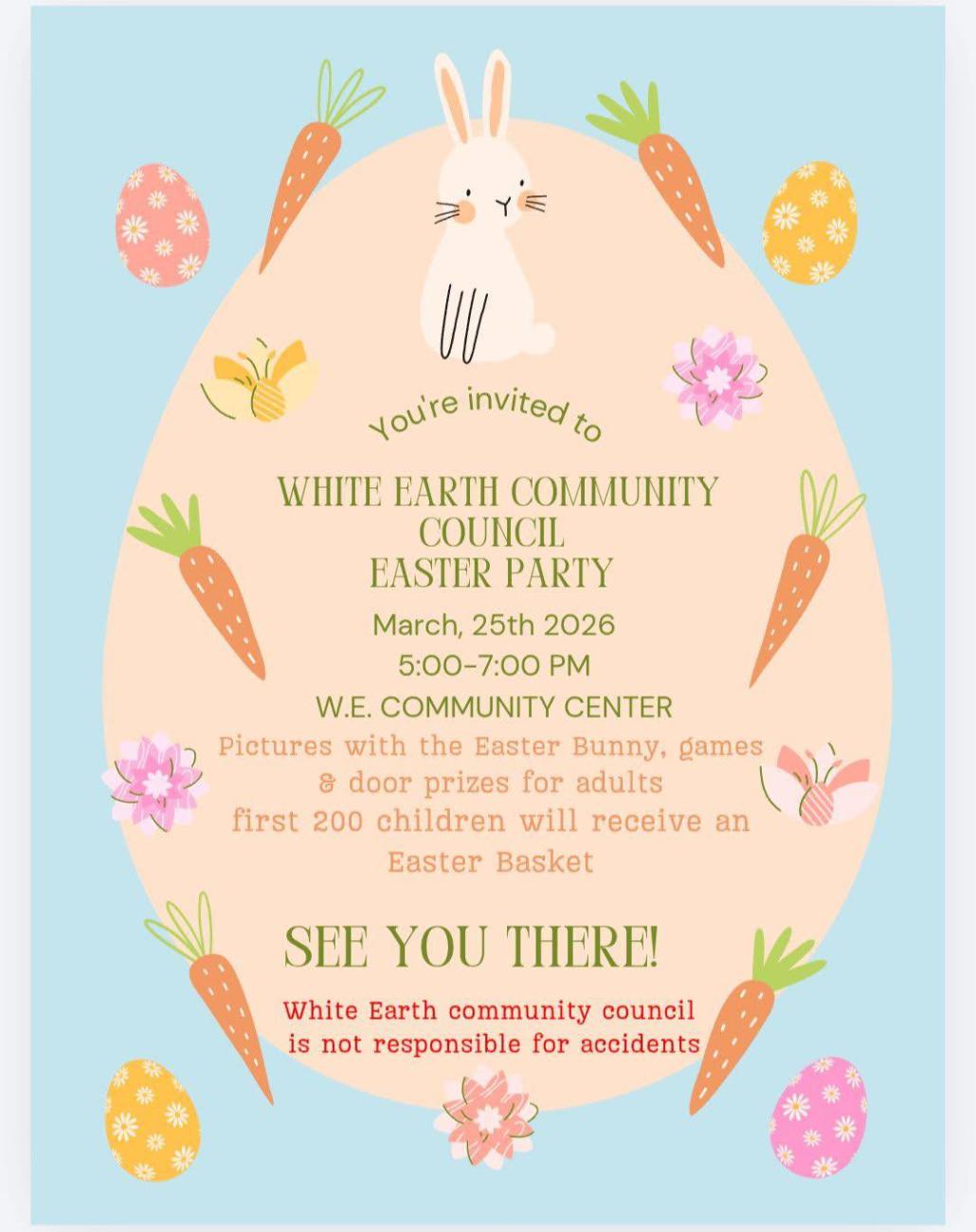 White Earth Community Council Easter Party Flyer